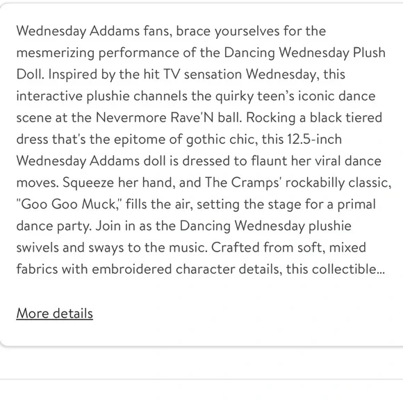 WEDNESDAY ADDAMS Dancing Wednesday Plush Doll - Picture 11 of 12